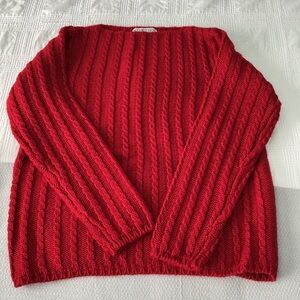 Norton Vibrant Red Ribbed Sweater